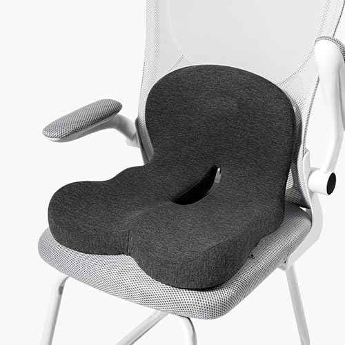 Memory Foam Seat Cushion for Truck Drivers, Office Chairs, Car Seats Ergonomic Chair Cushion, Sciatica & Tailbone Relief Ergonomic Pressure Relief Pad for Long Sitting (Black)