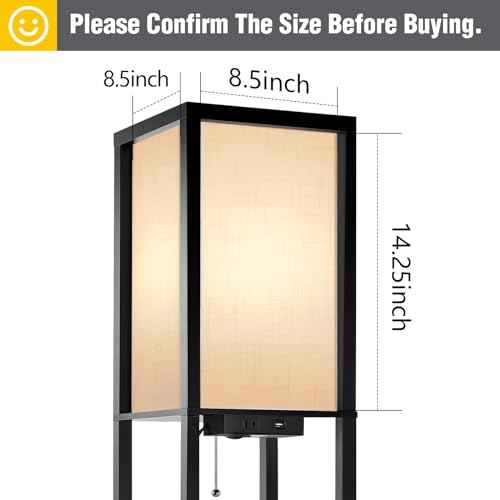 OUTON White Linen Texture Lamp Shade 14.25 x 8.5 x 8.5 inch for Shelf Floor Lamp