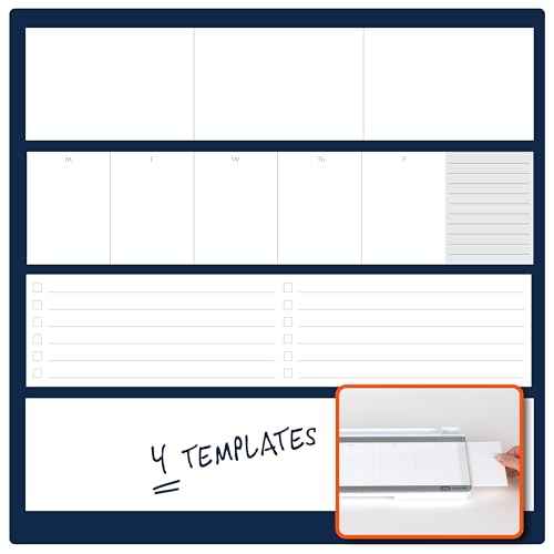 Quartet Glass Dry Erase White Board, Flip-Top Desktop Pad for Notetaking, 18" x 6" Whiteboard with Storage, Templates and Dry Erase Marker, White Surface (Q090F04-R)