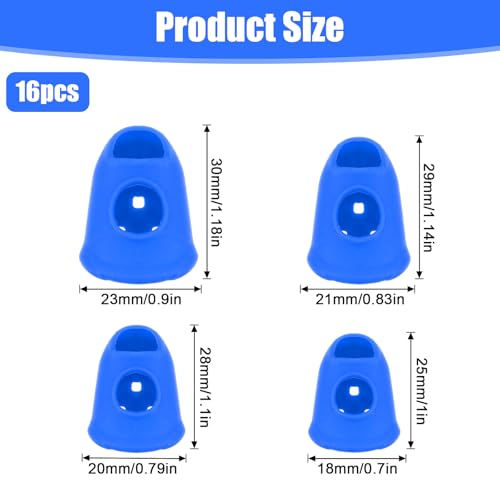 Silicone Finger Protectors for Sewing & Embroidery - 16 Pcs, Multiple Sizes