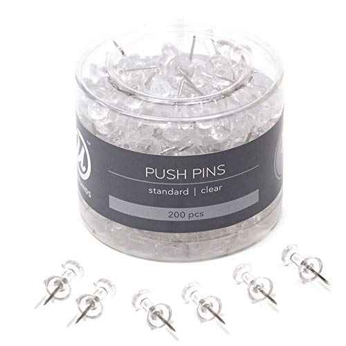 U Brands Push Pins, Clear Plastic Head Thumbtacks, Steel Point, (Pack of 24, 4800 Count Total)
