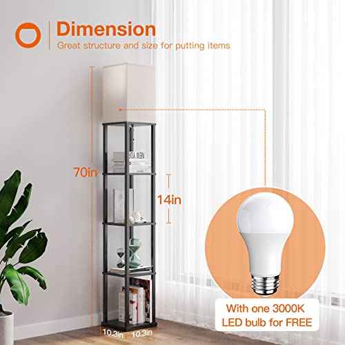 addlon Floor Lamp with Shelves, 5-Tier Modern Shelf Floor Lamp with 3CCT LED Bulb