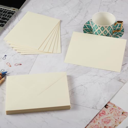 50 Pack Cream Color A7 Invitation Envelopes 5x7 with Stickers for Weddings
