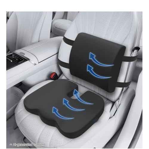 Memory Foam Chair Cushion and Back Support for Office Chair, Lumbar Support Pillow, Non Slip Sitting and Back Rest for Gaming, Car Seat Cushion and Office Chair