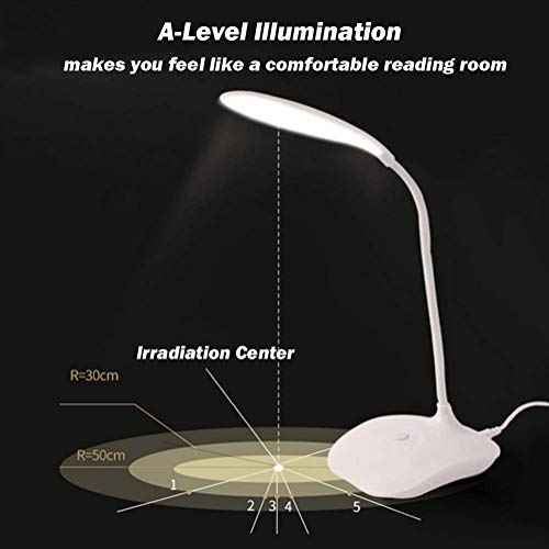 LED Table Lamp,Portable Eye-Protected Flexible Gooseneck Small Desk Lights for Dorm Study Office Bedroom-USB and 3 AA Batteries Powered (5 Pack)