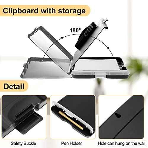 Geyoga 2 Packs Calculator Clipboard with Storage 14 x 10 x 2.6 Inches File Folder Plastic Storage Clipboard Letter Size File Folder with Low Profile Clip for School Classroom Office