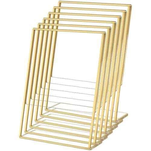 NIUBEE 8.5 x 11 Gold Frames, 6 Pack Acrylic Slanted Back Gold Picture Frames for Signs, Menu, Flyer and Art Display, Perfect for Wedding, Party, Event, Shop