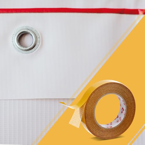12 Rolls Heavy Duty Banner Hem Tape 1" x 90 ft Double Sided Vinyl Banner Tape Hem Scrim Strong Mounting, Clear