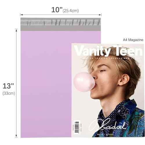 Fuxury Poly Mailers 10x13 Inch 500pc,Sturdy Shipping Bags for Clothes Bulk,Self Adhesive Mailing Shipping Envelopes,Waterproof Mailers Poly Bags,Colorful Packaging Bags for Small Business Purple