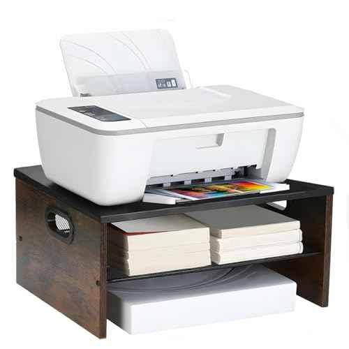 2 Tier Desktop Printer Stand,Multi-Purpose Desk Organizer for Folders,Books,for Fax Machine, Scanner,Home Office