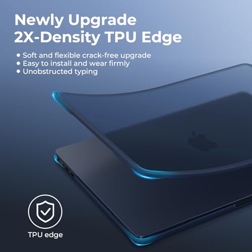 BlueSwan Frosted Midnight Anti-Cracking MacBook Air 13.6-inch Case for M2/M3/M4/M5 2022-2026