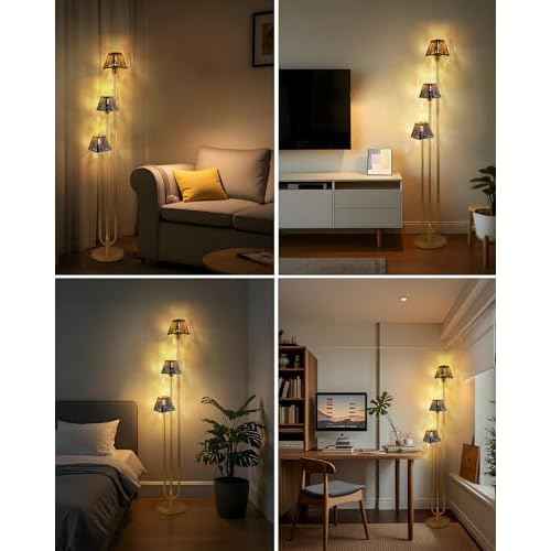 Lightdot Arc Floor Lamps for Living Room, Modern Standing Lamp with Hanging Drum Shade, Tall Standing Floor Lamp with Foot Switch, Over Couch Arched Reading Light for Bedroom, Office (Black)