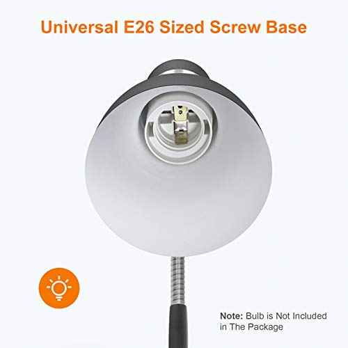 LEPOWER Metal Desk Lamp, Eye-Caring Table Lamp, Study Lamps with Flexible Goose Neck for Bedroom, Home Office (Matte Black)