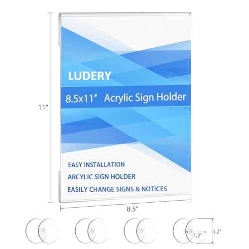 Acrylic Window Sign Holder 8.5 x 11 with 4 Suction Cups,Clear Acrylic Frames Glass Window Wall Mount,Advertising Signage Sign Holder for Mall, Office, Home, Store, Restaurant (3 Pack)
