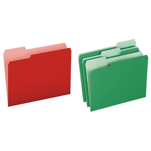 Pendaflex Two-Tone Color File Folders Letter Size Red 152 1/3 and Bright Green 152 1/3, 100 per Box Bundle