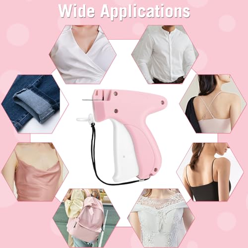 CAPOT Pink Stitch Gun for Clothes – Quick Fixer with 6 Needles & 2000 Fasteners, Handheld Tag/Repair Tool