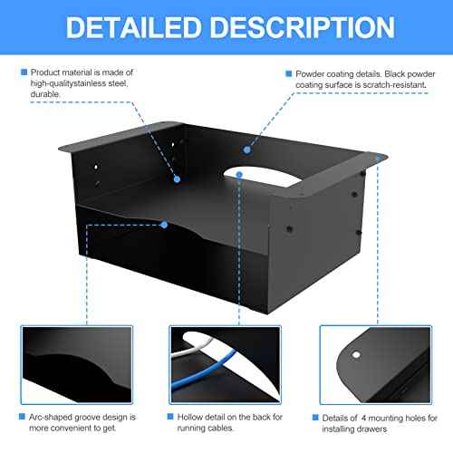 GOME Under Desk Storage Metal Shelf Double Layer Design with Adjustable Tray Organizer Drawer with Big Hole in The Back for Stand Up Desks Office Desks Workstations Tv Stand
