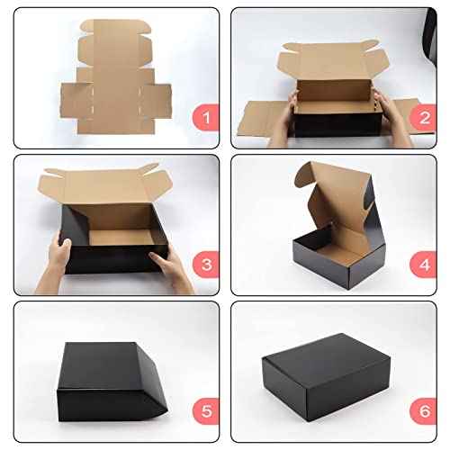 Hoikwo Medium Shipping Boxes for Mailing Shipping Packaging, Corrugated Cardboard Boxes for Packaging Small Business, (Black, 12x9x4-20 Pack)