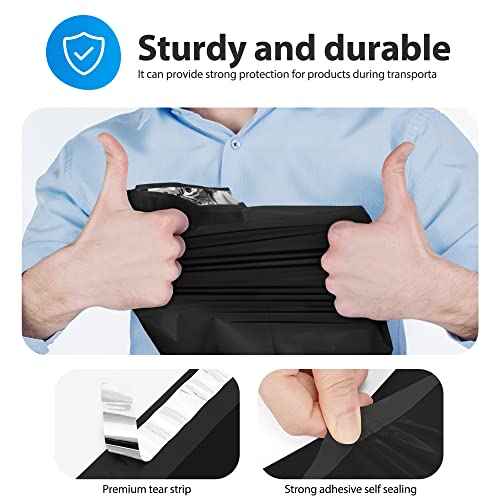 Fuxury 500 Pcs 12x15.5" Poly Mailers,Black Shipping Bags Bulk for Clothing,Strong Adhesive Sealing, Waterproof, Tear-resistant Postal Mailing Poly Bags for Books,Accessories,Business