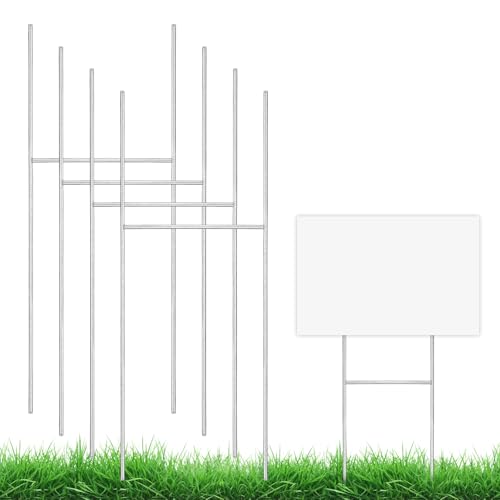 GUGEMEI 17x8 Inch Heavy Duty Metal Yard Sign Stakes 4 Pack - H Frame Supports for Corrugated Plastic Signs