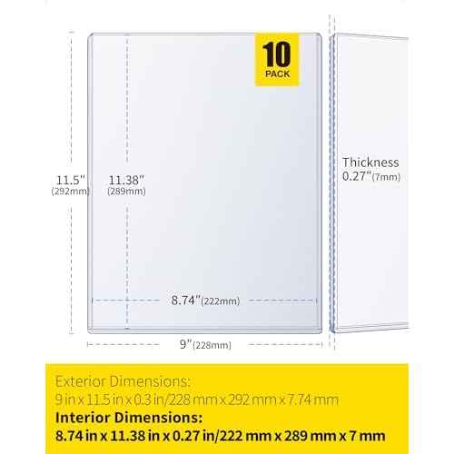 Magazine Toploaders - 7mm Thick Plastic Sleeves, 9x11.5 Top Loader Binder Magazine Protectors for Collectors, 10 Pack, (HMTL90115-10)
