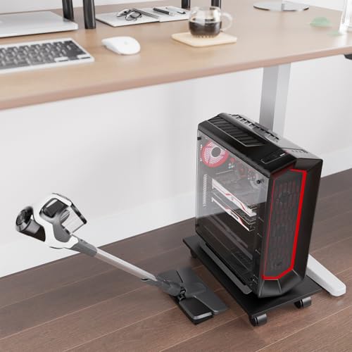 WEGASTU Black CPU Stand with 4 Caster Wheels - Mobile Computer Tower/Printer Stand