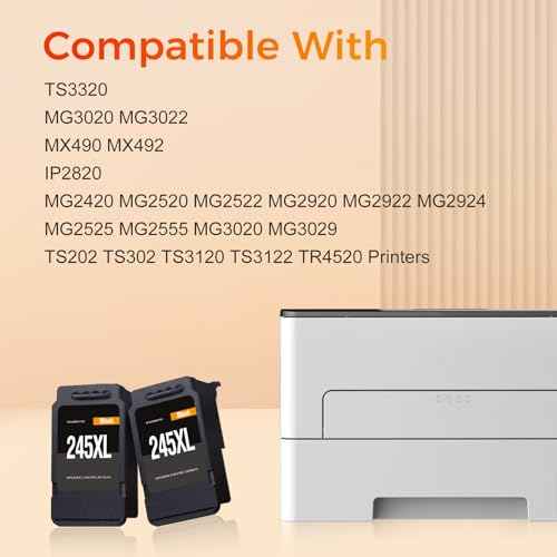 InkNI 245XL 245 XL Black Ink Cartridge Replacement for Canon 245XL Black Ink PG-245XL Fit for Canon Pixma MX490 MG2522 MX492 TR4520 TS202 TS3100 TS3122 TS3320 TR4500 TR4522 MG2500 Print (2 Black)