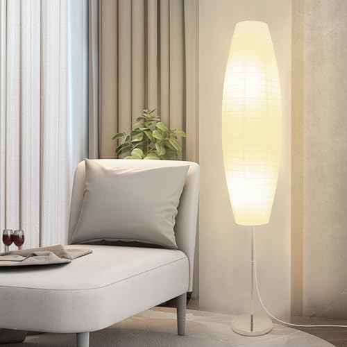 Paper Floor Lamp, Rice Paper Lamp for Living Room, Japanese Floor Lamp Rice Shade for Bedroom, Office& Living Room-Beige(Oval)
