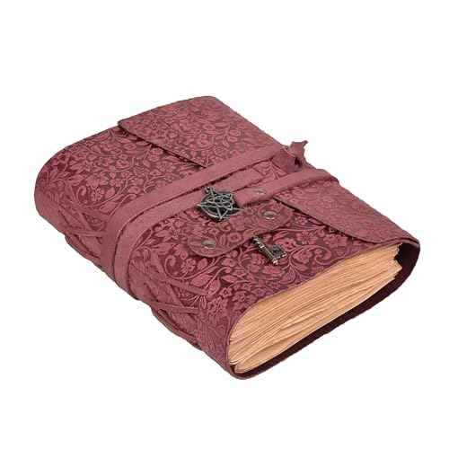LEATHER VILLAGE Handmade Leather Bound Journal for Women- Fuchsia | 10"X7" | 260 Pages Blank of Vintage Paper Writing, Sketchbook, Notebook