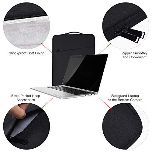 iKammo 14 Inch Waterproof Laptop Sleeve Case for Dell, HP, Lenovo, ASUS, Chromebook - Black