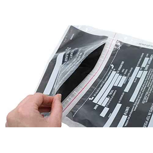 SECUR-PAK 100pk 2-Pocket Tamper Resistant Cash Deposit Bags, 10" x 14" - Fold Over Sealing, Tamper Indicating Enclosure - Semi-transparent 2.5 Mil Coextruded Polyethylene