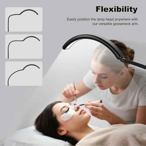 Half Moon LED Floor Lamp - Professional Shadow-Free, Dimmable Light | for Lash Techs, Estheticians & Tattoo Artists | Eyelash Extensions, Nail Art, Home & Office (Charcoal Black)