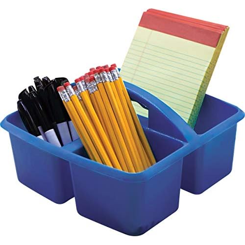 Teacher Created Resources Blue Portable Plastic Storage Caddy 6-Pack for Classrooms, Kids Room, and Office Organization, 3 Compartment