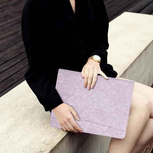 Embossed PU Leather Portfolio for Women,Professional Organize 3-Ring Padfolio with A4 Notepad Holder,Professional Business Document Organizer for Women (Purple)