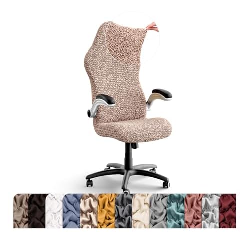 PAULATO BY GA.I.CO. Office & Gaming Chair Cover - Stretch Computer Desk Chair Cover with Zipper - Soft Fabric Slipcovers - Durable Chair Slipcover - Microfibra Collection - Blush Taupe (Office Chairs)
