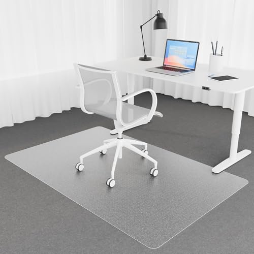 Office Chair Mat for Carpet Floor, 0.1" Thick 72" x 46" Heavy Duty Chair Mats for Low Pile Carpet, Under Desk Protector Carpeted Floors Mat for Work (Transparent, Rectangular)