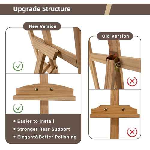 Adjustable Natural Pine Wooden Painting Basic Easel, Pine Art Easel Stand Hold up to 43'', Painting Canvas for Wedding Sign and Poster, Drawing for Adults, Begginners and Students-New Type