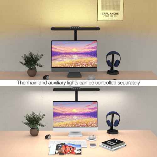 3 Light Bar Goose-Neck Architect Desk Lamp with Clamp, 24W Bright Led Tall Overhead Desk Light for Home Office,Eye Care Reading Table Light for Desktop Working,Drafting,Reading