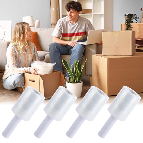 DAJAVE 6 Pack 5" Stretch Wrap Rolls 1000ft 80 Gauge Industrial Shrink