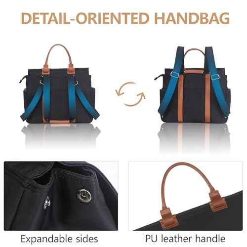 Multi-Functional Shoulder Bag Backpack for Women: 20L Handbag with 12 Pockets Fits 15.6 Inch Laptop & A4 Documents - Ideal for Business Travel Waterproof