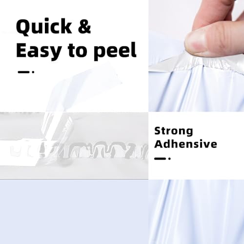POLYSELLS White Poly Mailers 12x15.5 Inches, 50 Pack Waterproof Self-Seal Shipping Envelopes for Clothing & Accessories (Silver/White)