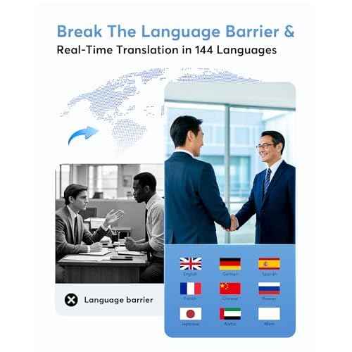 AI Language Translation Earbuds Real-Time, 144 Languages & Accents, Audifonos Traductores Ingl?s Espa?ol, Compatible with iOS & Android, Ideal for Travel, Business, Learning, Matte Black