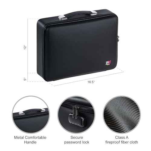 Fireproof Document Box - Hard-Shell Design Waterproof & Fireproof Document Safe with Lock, Fire Proof File Box for Documents, Certificates, Laptops, Passports, Black