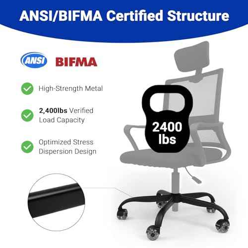 28" Heavy Duty Office Chair Base Replacement Parts for Most Office/Desk Chair - 2400 Lbs Capacity Matte Black Metal Chair Legs with Universal Casters Sockets