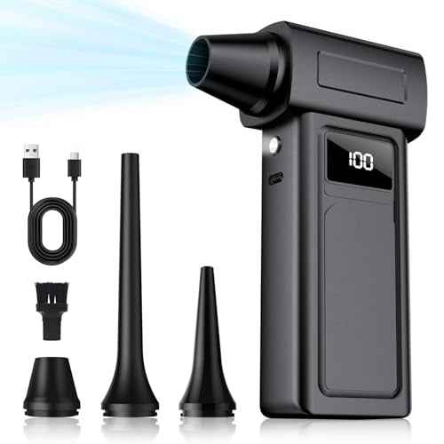 1-Second Turbo Blast ? Compressed Air Duster 200,000RPM - Powerful Cordless Electric Air Blower with LED Light, 4-Speed Adjustable, Rechargeable Dust Cleaner for PC, Car£¬Home Canned Air Alternative