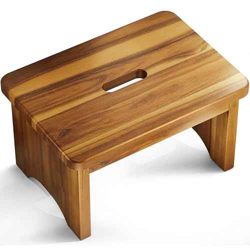 Wooden Step Stool, 9'' One Step Stool for Adults, Wooden Beside Step with 550 Lbs Load Capacity, Heavy Duty/Portable/Nonslip/Durable Construction Safe Step for Bedroom/Kitchen