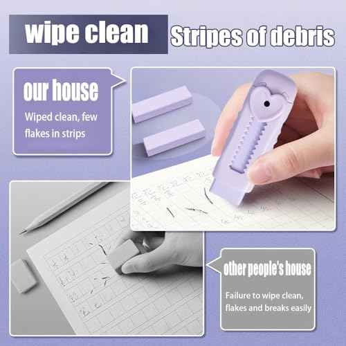 3PCS Push-Pull Eraser Clean No Crumbs Retractable Erasers Purple