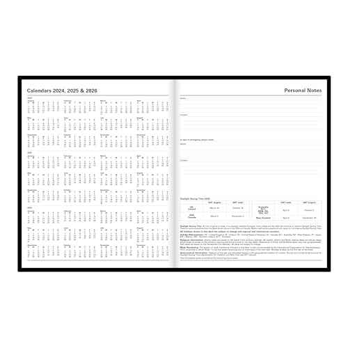 Letts of London Standard Quarto Day to a Page Planner in Leather-Look Hard Cover, 10.25-inch Length, Black, Office and School Supplies