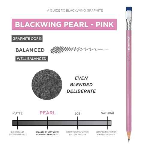Blackwing Pearl Pencils - 12 Count, Pink Lacquer Finish, 2B Balanced Lead, Premium Wood, Japanese Graphite