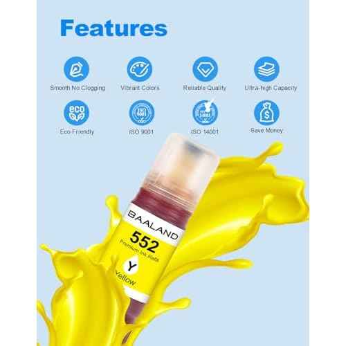 T552 Ink Rifll Replacement for 552 Ink Bottles 6-Pack Used for ET-8550 ET-8500 Photo Printer (T552 552 Ink, Ultra-high Capacity)